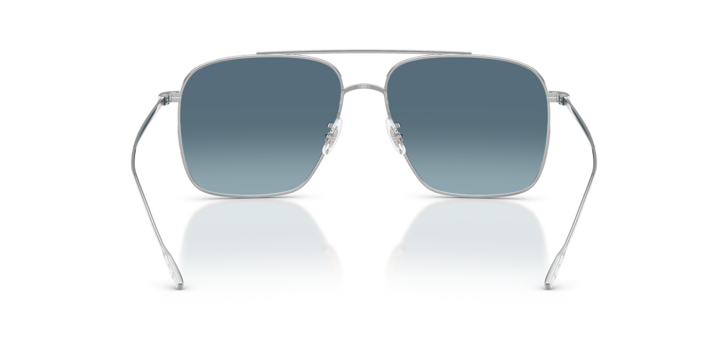 Oliver Peoples Dresner with Silver frame and Blue lenses - Image Nosepads