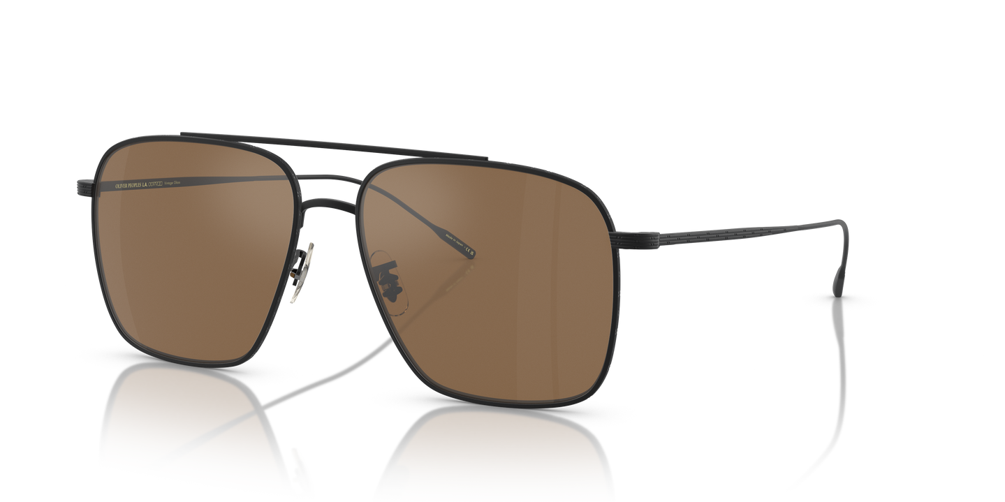 Oliver Peoples Dresner with Matte Black frame and Cognac Mirror