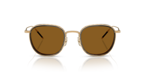 Oliver Peoples TK-9 Sun Gold Plated avec une monture Plaqué or 18k et des verres Brun - L'image 2