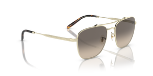 Oliver Peoples Marsan con montura Oro Cepillado y lentes Gris - El 3