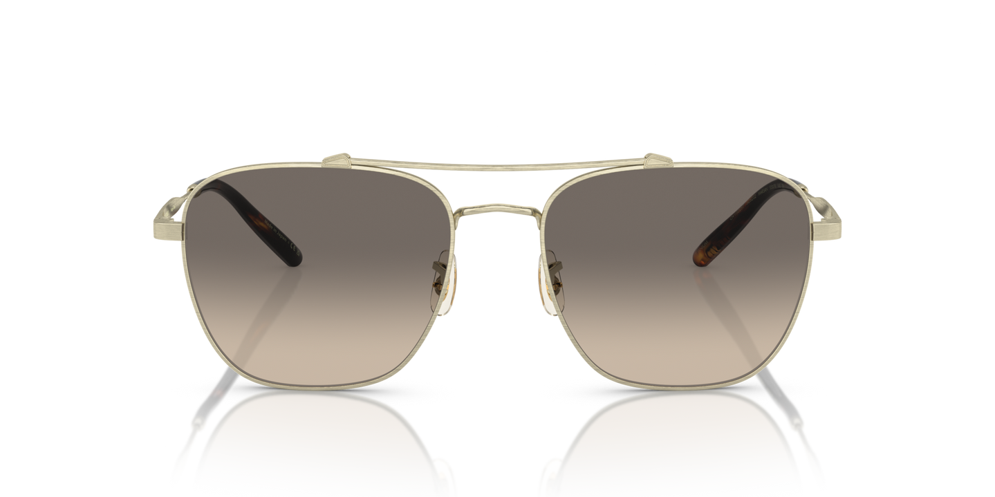 Sie Oliver Peoples Marsan mit Gold gebürstet Gestell und Grau Gläsern - Bild Material