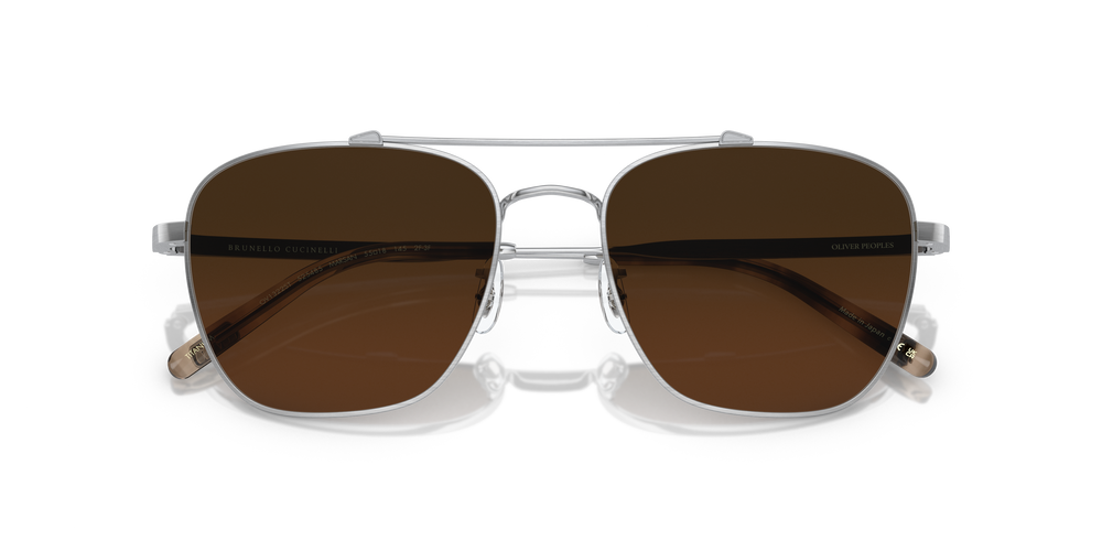 Oliver Peoples Marsan with Brushed Silver frame and Chrome Olive