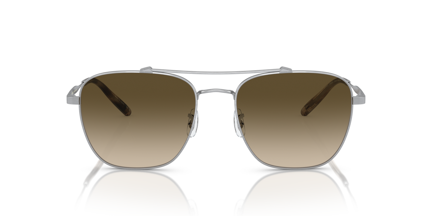 Oliver Peoples Marsan with Brushed Silver frame and Chrome Olive
