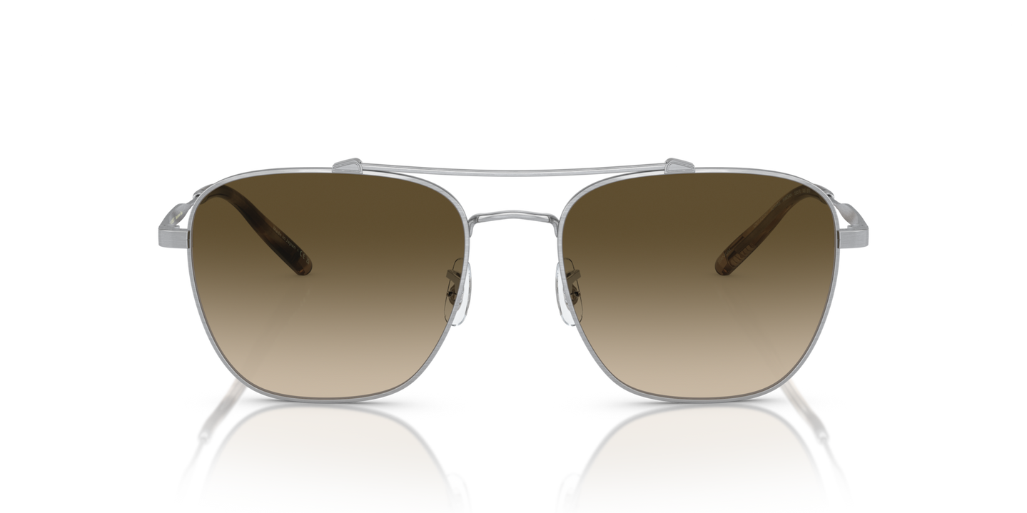Sie Oliver Peoples Marsan mit Silber gebürstet Gestell und Grün Gläsern - Bild Material