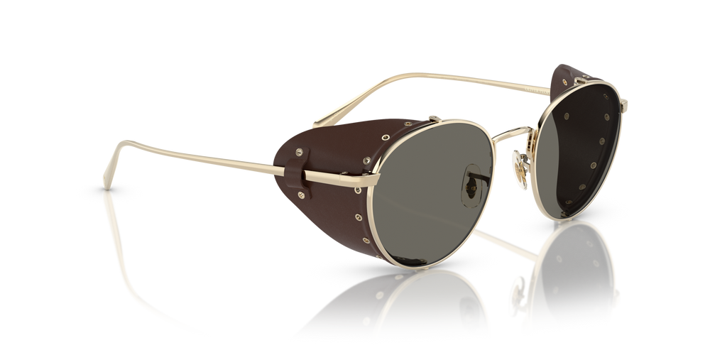 Oliver Peoples Cesarino-L con montura Gold/Sequoia Leather y lentes Gris - imagen 3