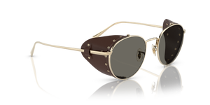 Oliver Peoples Cesarino-L con montura Gold/Sequoia Leather y lentes Gris - imagen 3