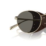 Oliver Peoples Cesarino-L with Gold/Sequoia Leather frame and Grey lenses - Variant