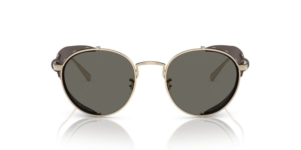 Oliver Peoples Cesarino-L con montura Gold/Sequoia Leather y lentes Gris - imagen 2