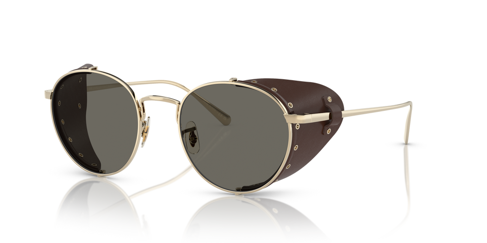 Oliver Peoples Cesarino-L with Gold/Sequoia Leather frame and Grey lenses - image 1