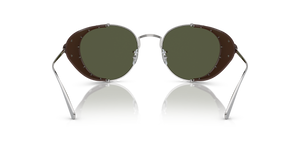 Sie Oliver Peoples Cesarino-L mit Brushed Silver/Sequoia Leather Gestell und Grün Gläsern - Bild 5