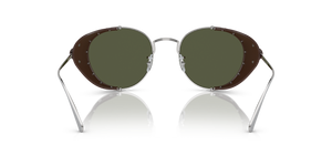 Oliver Peoples Cesarino-L con montura Brushed Silver/Sequoia Leather y lentes Verde - imagen 5