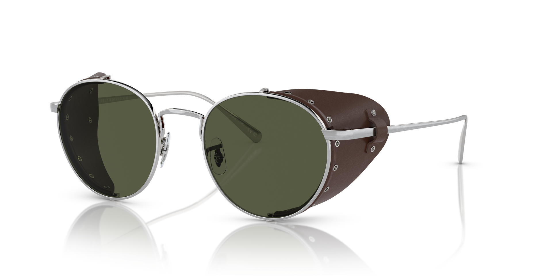 Oliver Peoples Cesarino-L with Brushed Silver/Sequoia Leather