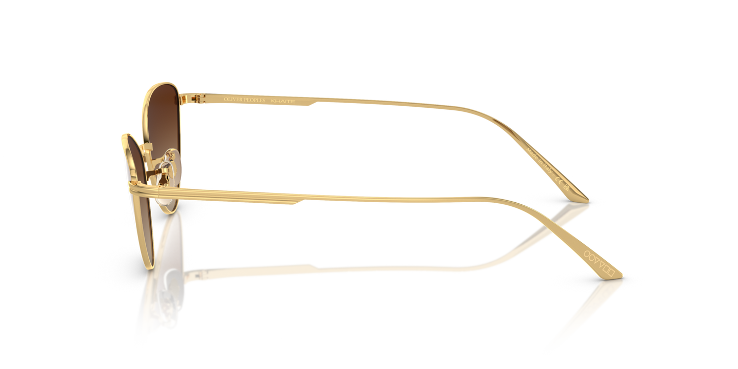 Sie Oliver Peoples 1998C mit Gold Gestell und Braun Gläsern - Bild Khaite Bügel
