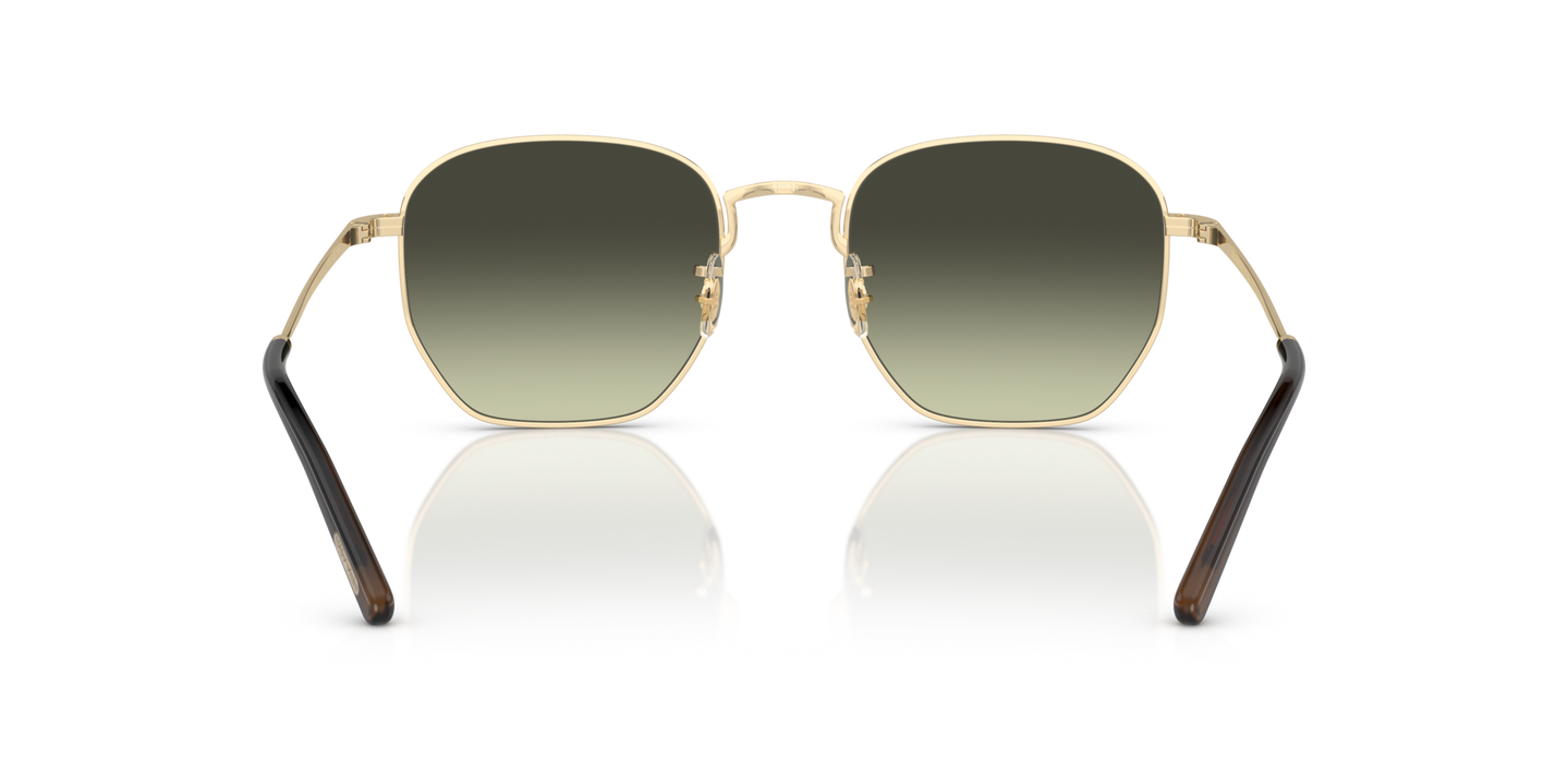 Oliver Peoples Kierney Sun avec une monture Or et des verres Vert - Image Plaquettes de nez