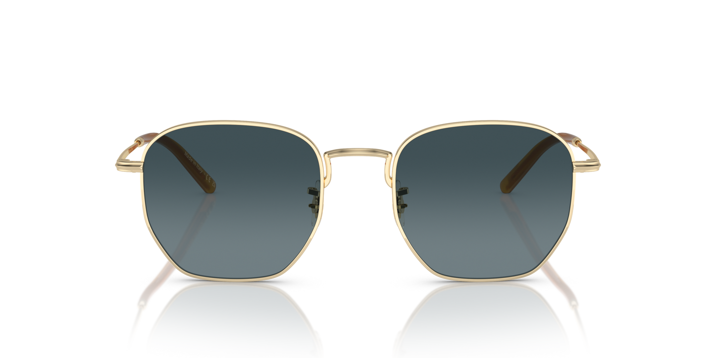 Oliver Peoples Kierney Sun with Gold frame and Blue lenses - Image Lenses