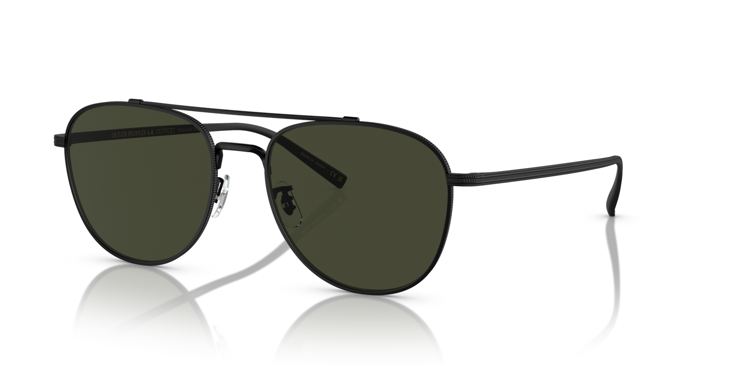 Oliver Peoples Rivetti with Matte Black frame and Green lenses - Image Endpiece