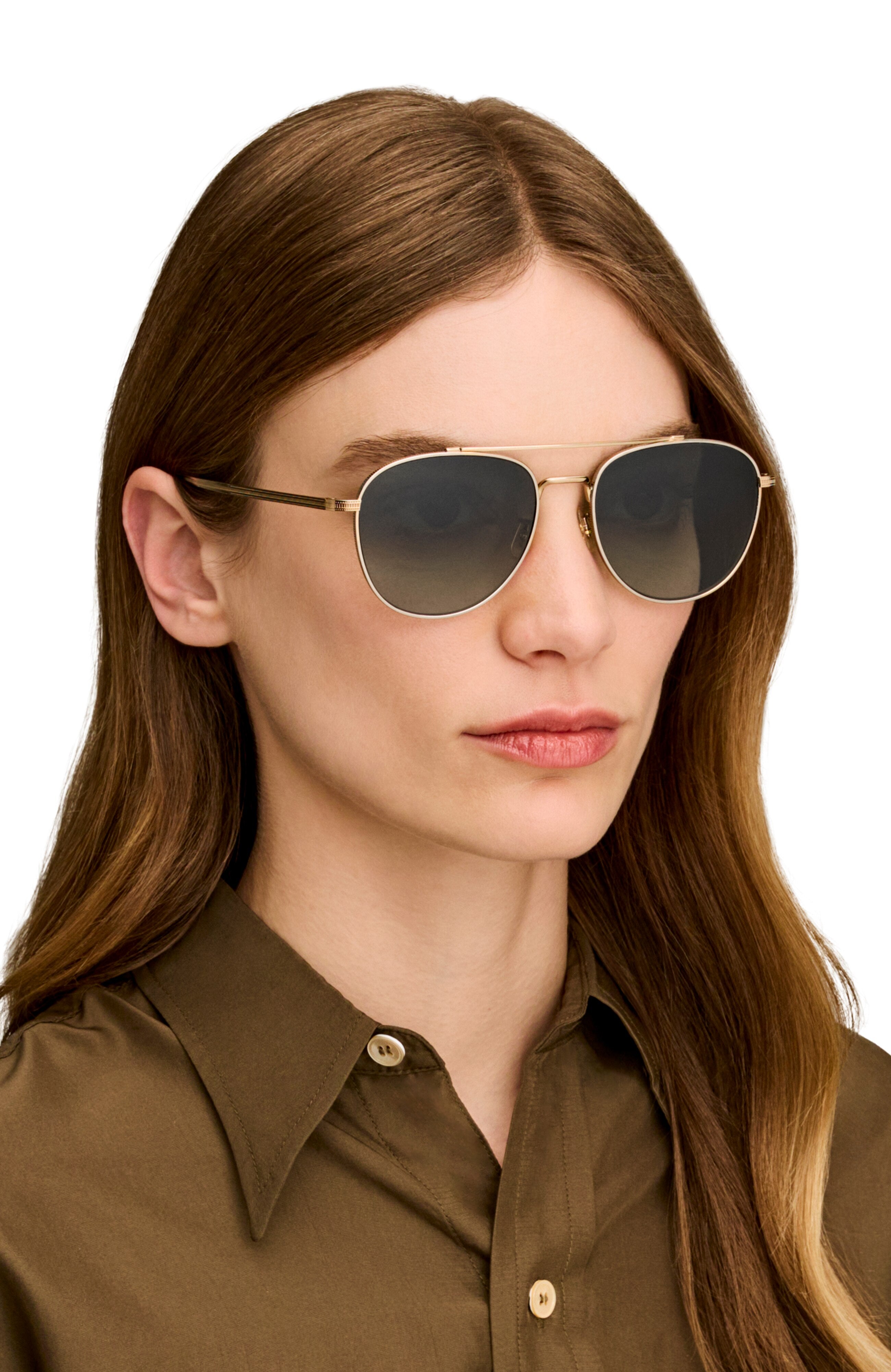 Oliver Peoples Rivetti with Silver frame and Sandstone Gradient