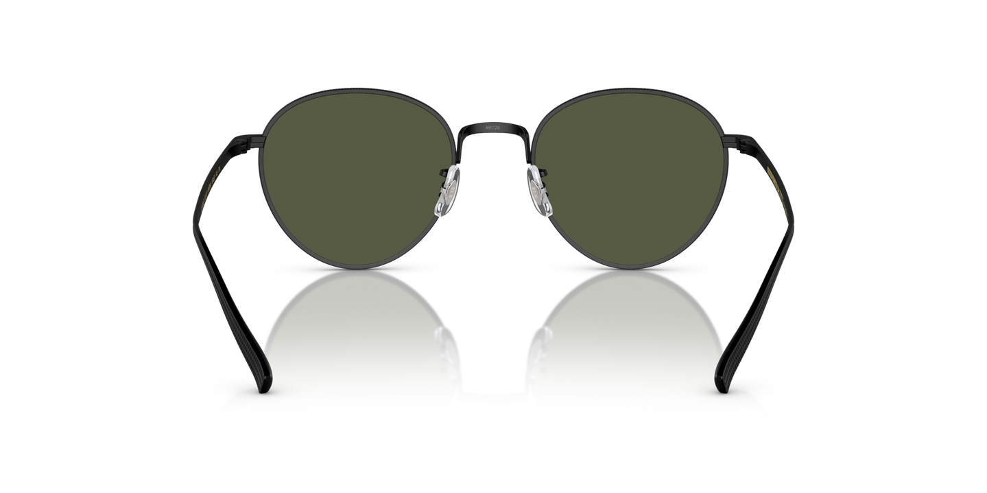 Oliver Peoples Rhydian with Matte Black frame and Green lenses - Image Nosepads