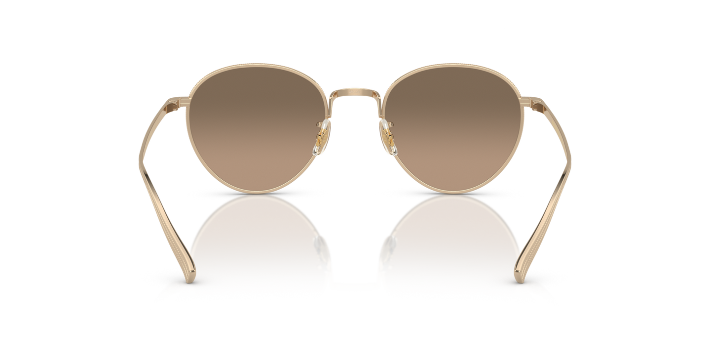 Oliver Peoples Rhydian avec une monture Or et des verres Brun - Image Plaquettes de nez