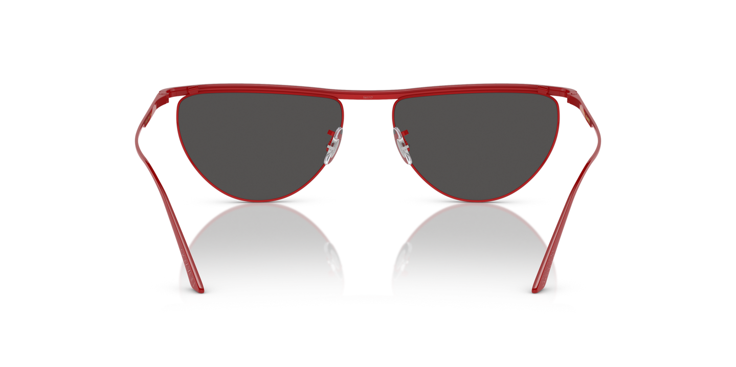 Oliver Peoples 1984C avec une monture Rouge et des verres Gris - Image Plaquettes de nez