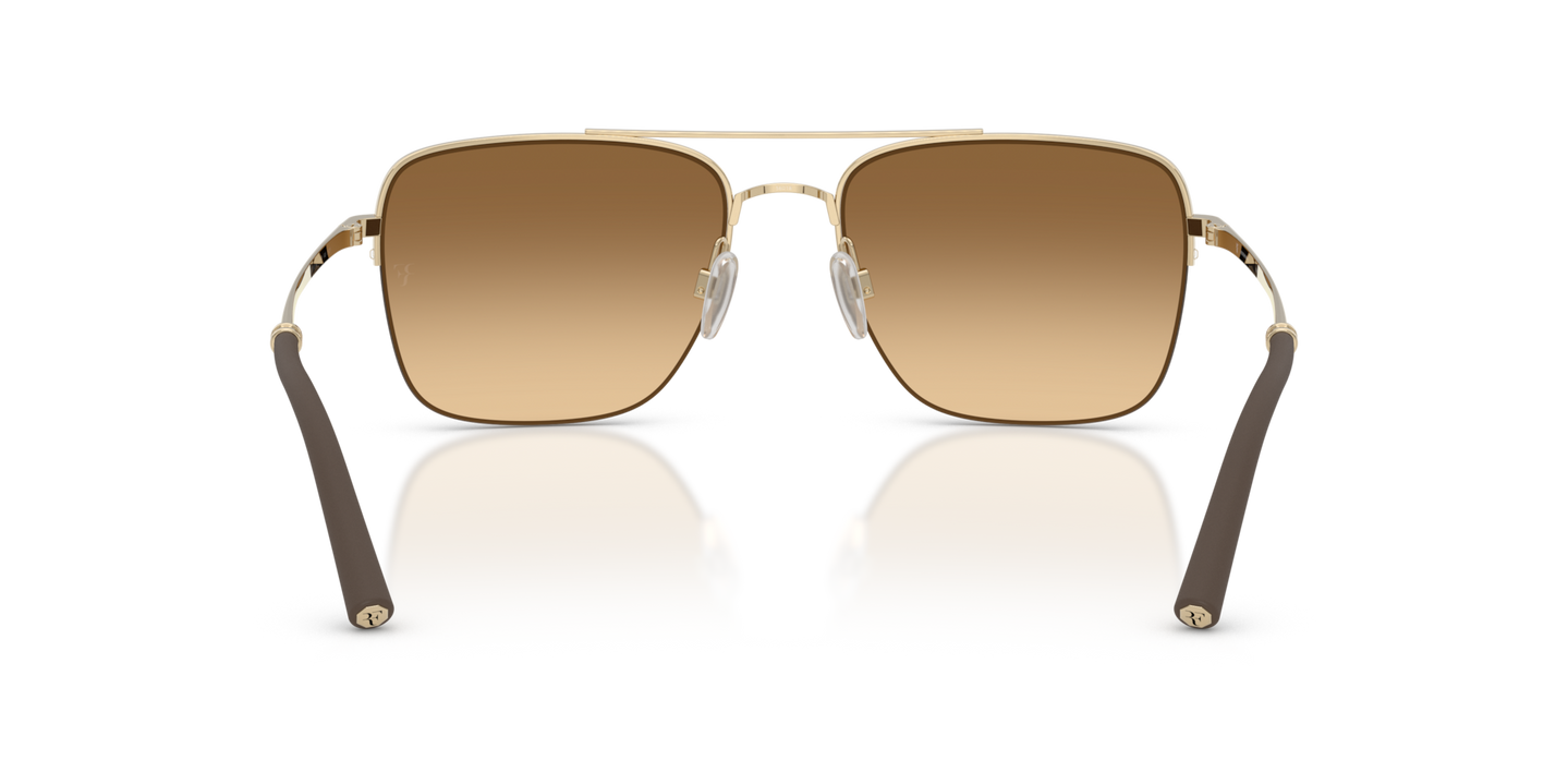 Oliver Peoples R-2 with Gold frame and Brown lenses - Image Nosepads