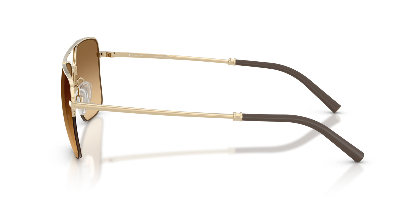 Oliver Peoples R-2 with Gold frame and Brown lenses - Image Rubber Temple Tip