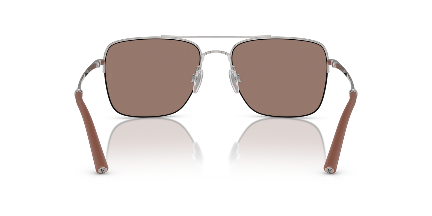 Oliver Peoples R-2 with Brick/Silver frame and Brown lenses - Image Nosepads