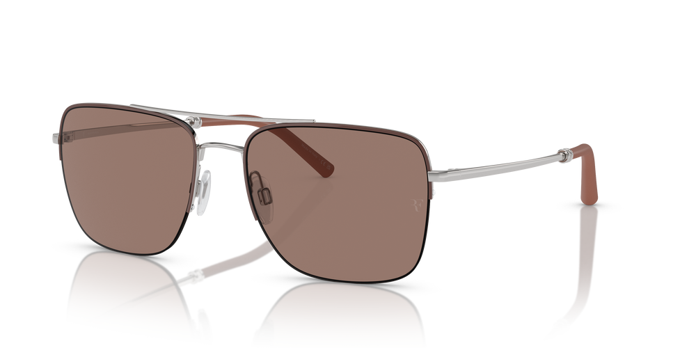 Oliver Peoples R-2 con montura Ladrillo/plateado y lentes Marrón - El 3