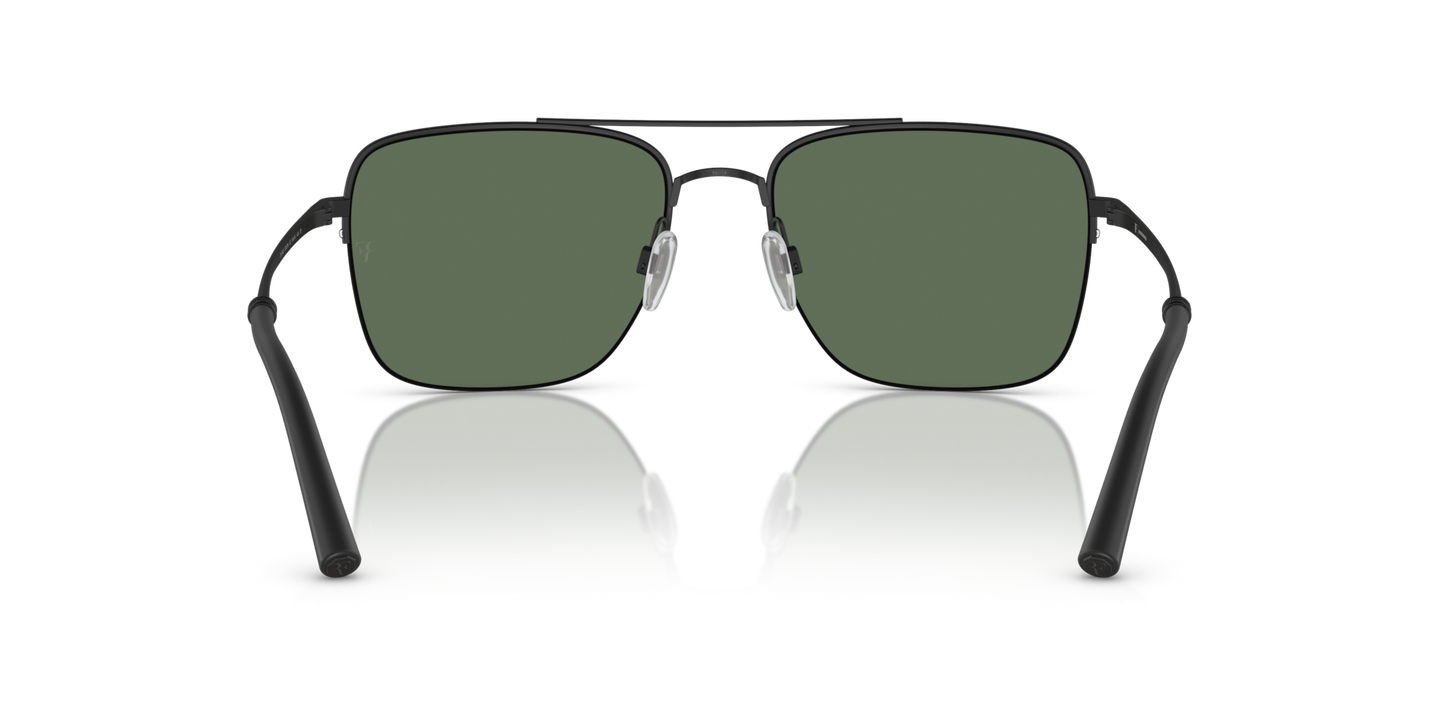 Sie Oliver Peoples R-2 mit Schwarz/Mattschwarz Gestell und Grün Gläsern - Bild Stegplättchen