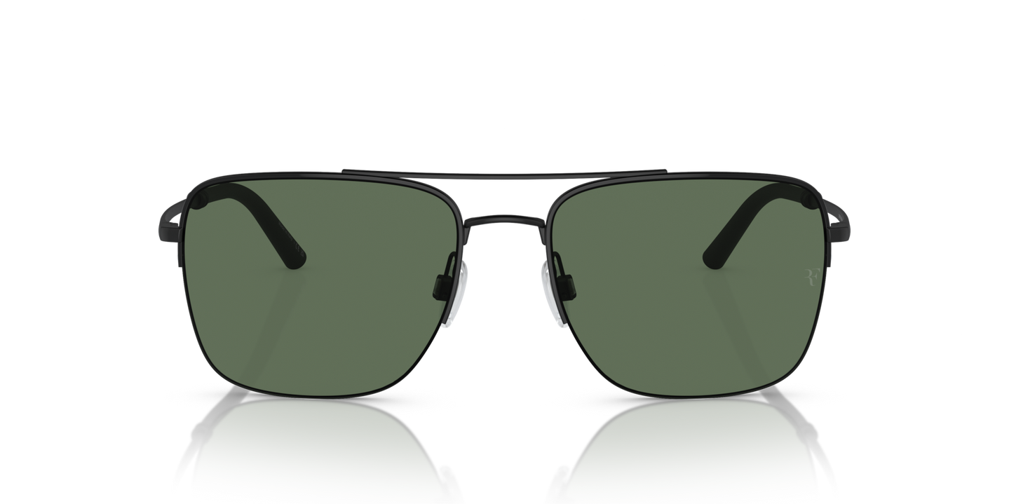 Oliver Peoples R-2 with Black/Matte Black frame and Green lenses - Image Performance Lenses