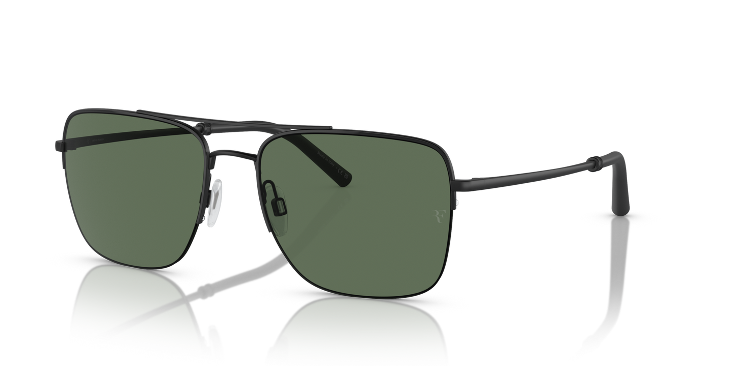 Oliver Peoples R-2 with Black/Matte Black frame and Green lenses - Image Eyewire Details