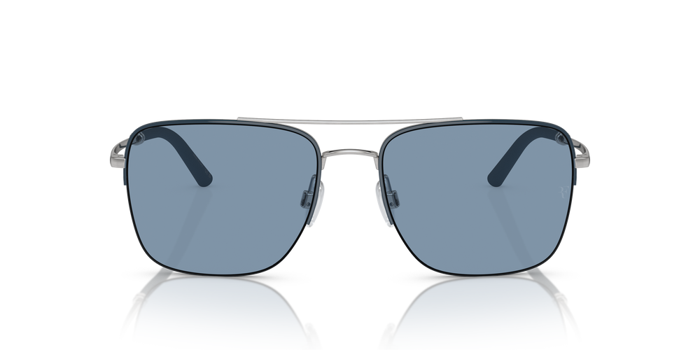 Oliver Peoples R-2 with Blue Ash/Brushed Silver frame and Blue lenses - Image 2