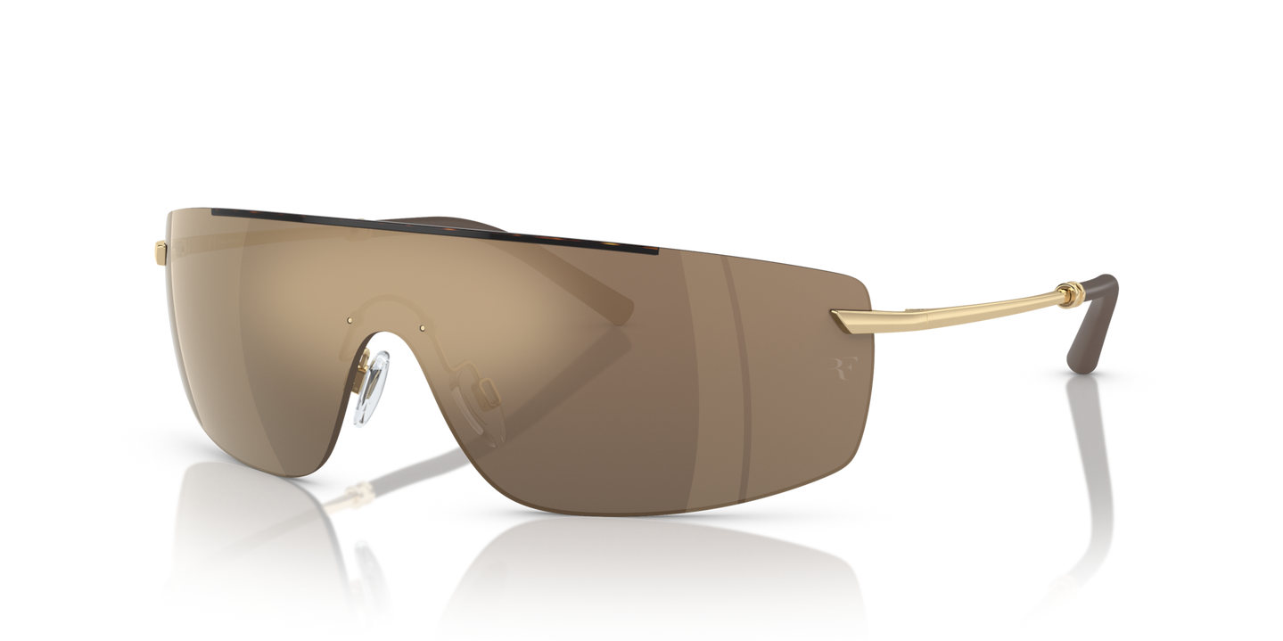 Oliver Peoples R-5 avec une monture Écaille de tortue/Or et des verres Or - Image Cerclage