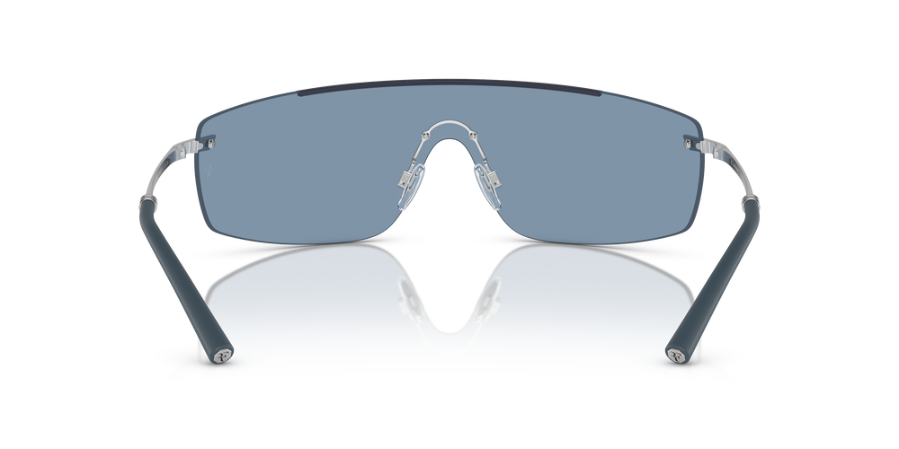 Oliver Peoples R-5 avec une monture Frêne bleu/argent brossé et des verres Bleu - L'image 5