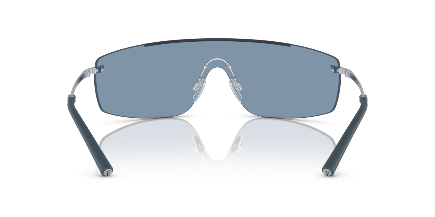 Oliver Peoples R-5 con montura Azul ceniza/plateado cepillado y lentes Azul - Imagen Plaquetas nasales