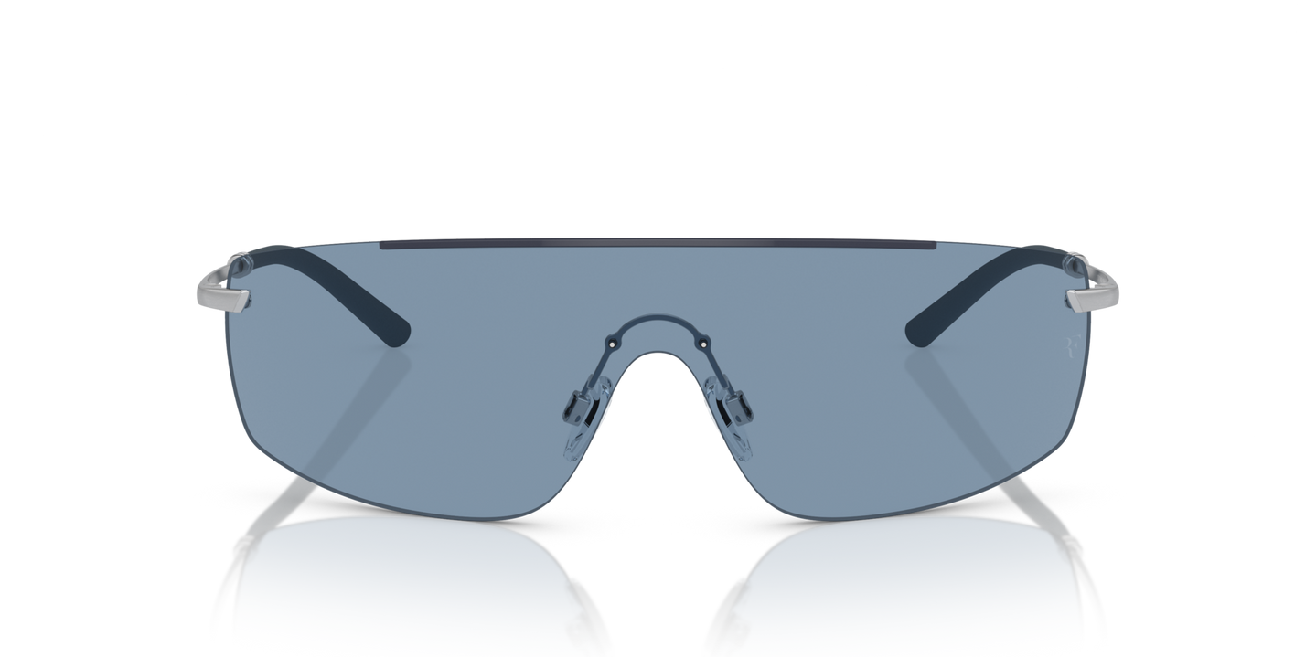 Oliver Peoples R-5 con montura Azul ceniza/plateado cepillado y lentes Azul - Imagen Lentes de alto rendimiento