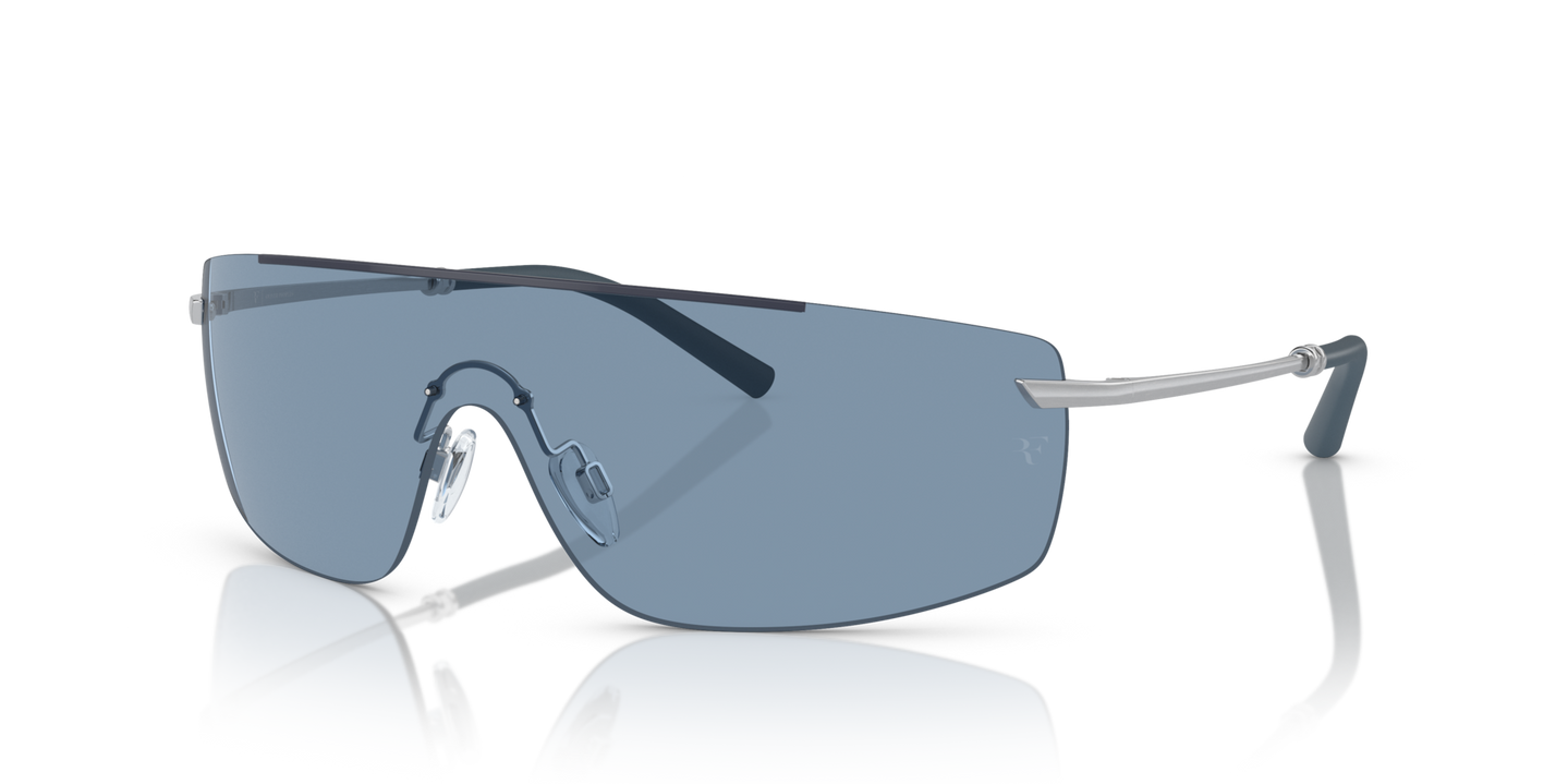Sie Oliver Peoples R-5 mit Blue Ash/Brushed Silver Gestell und Blau Gläsern - Bild Randdetails