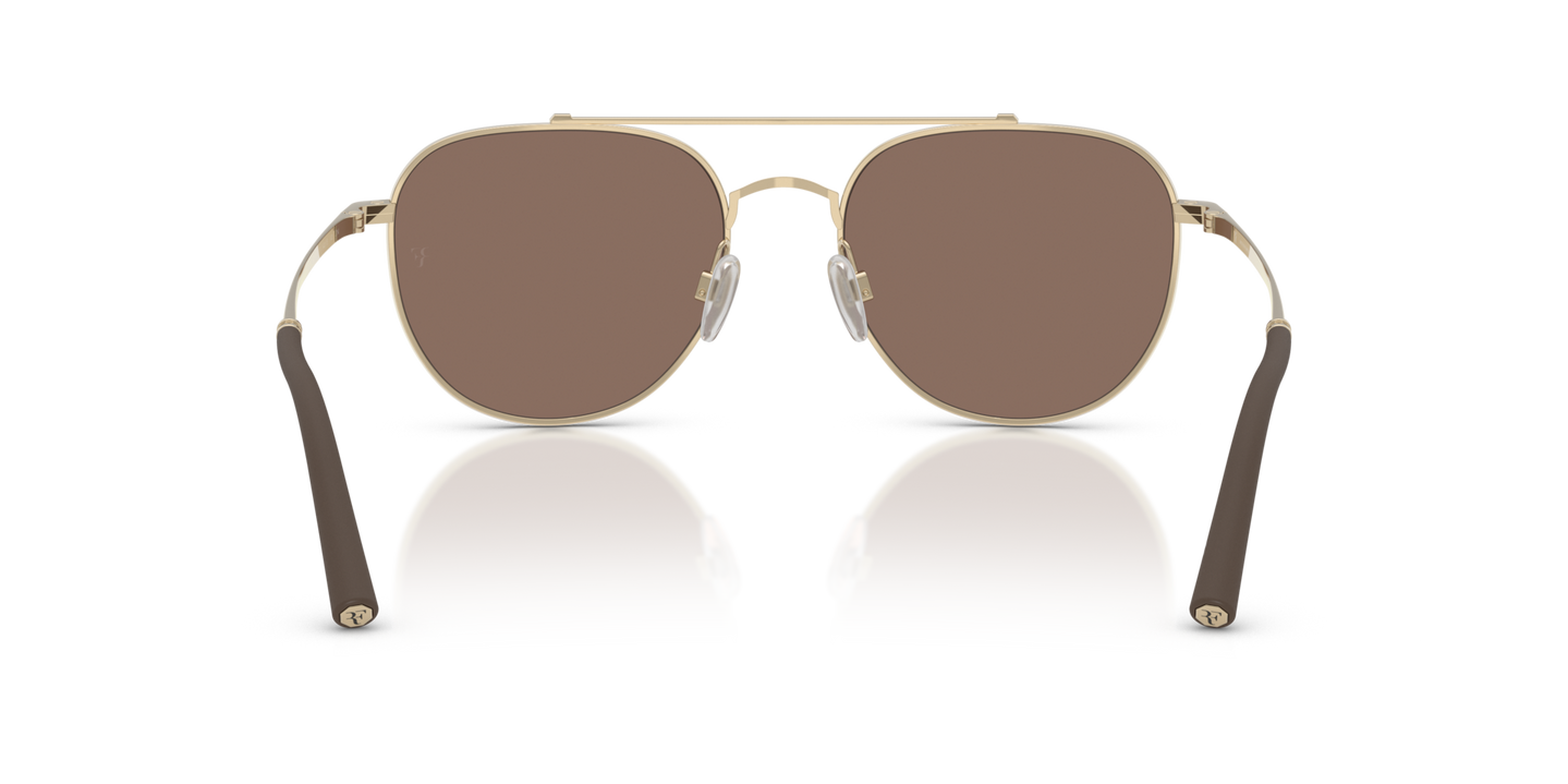 Oliver Peoples R-10 with Gold frame and Brown lenses - Image Nosepads