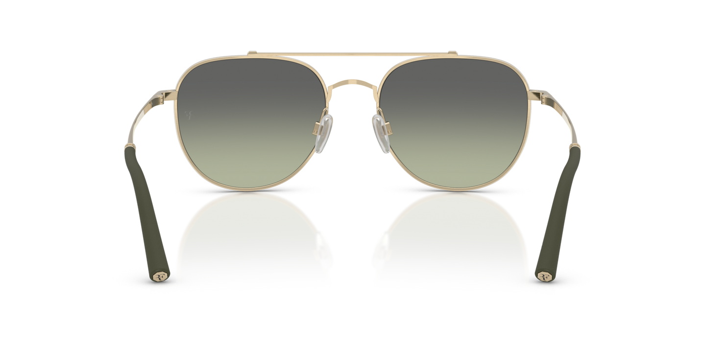 Oliver Peoples R-10 with Brushed Gold frame and Green lenses - Image Nosepads