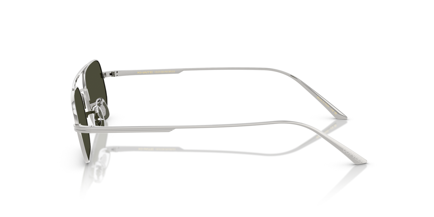 Sie Oliver Peoples 1989C mit Silber Gestell und Grün Gläsern - Bild Khaite Bügel