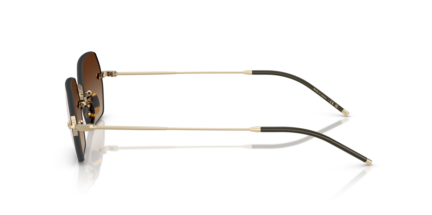 Sie Oliver Peoples TK-13 mit Gold Gestell und Braun Gläsern - Bild Bügelspitze