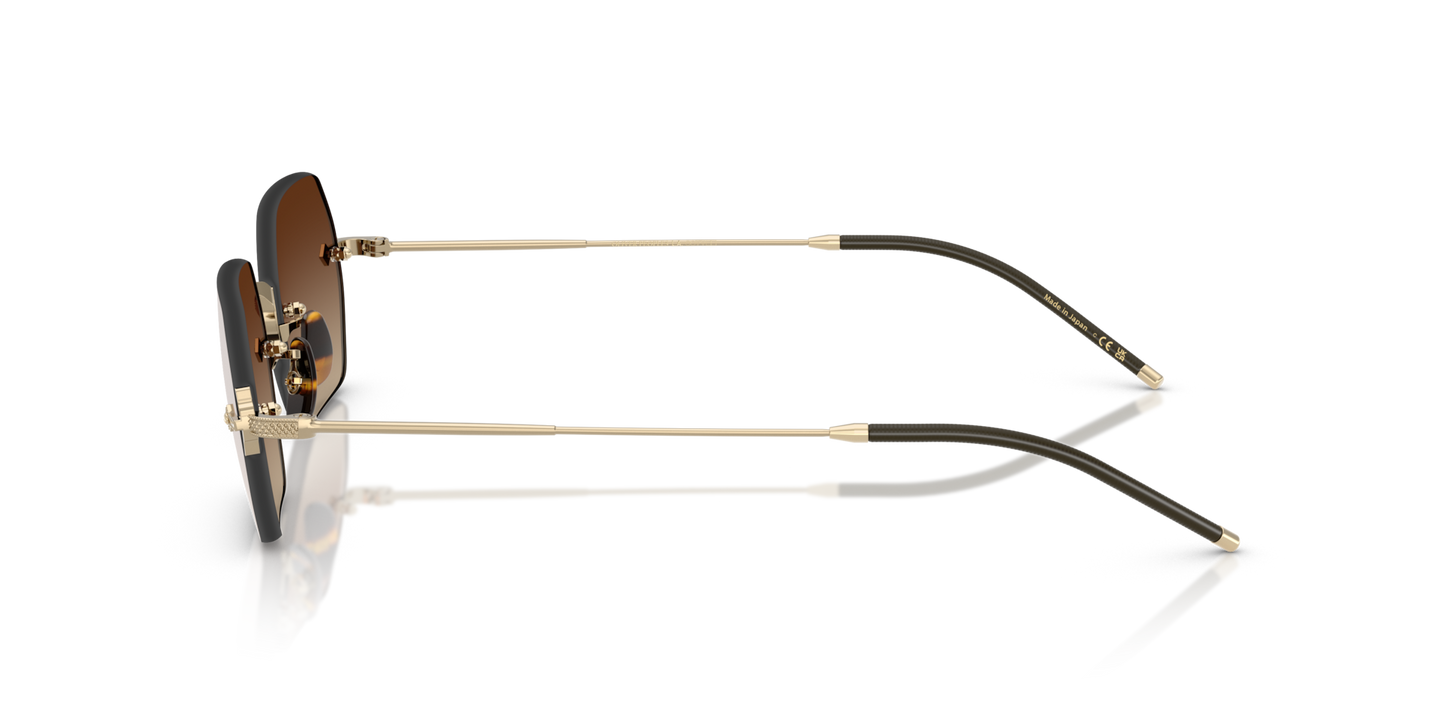 Oliver Peoples TK-13 with Gold frame and Brown lenses - Image Temple Tip