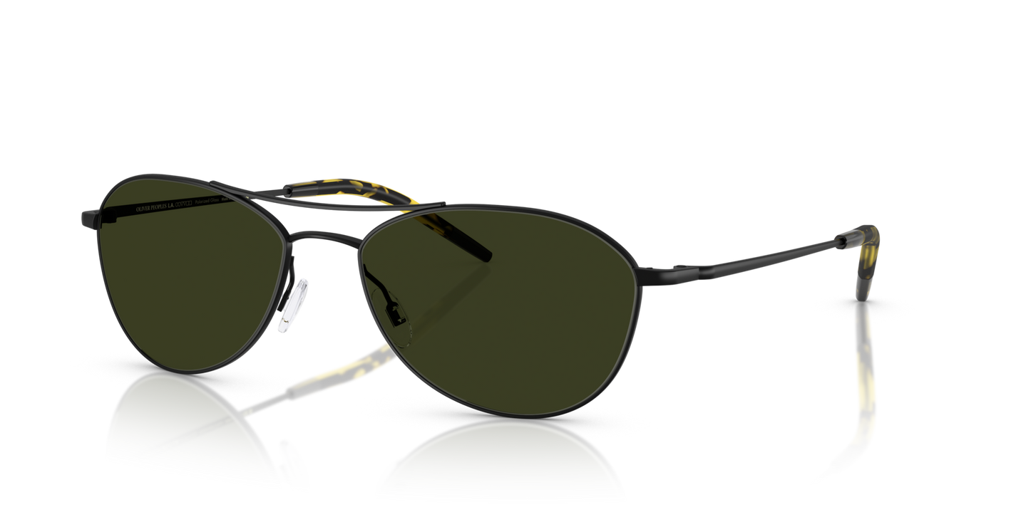 Oliver Peoples Aero II with Matte Black frame and Green lenses - Image Endpiece
