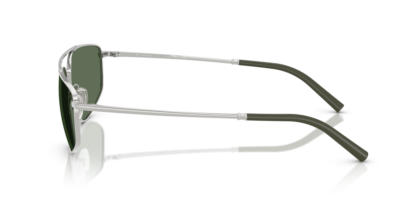 Oliver Peoples R-14 with Silver frame and Green lenses - Image Rubber Temple Tip
