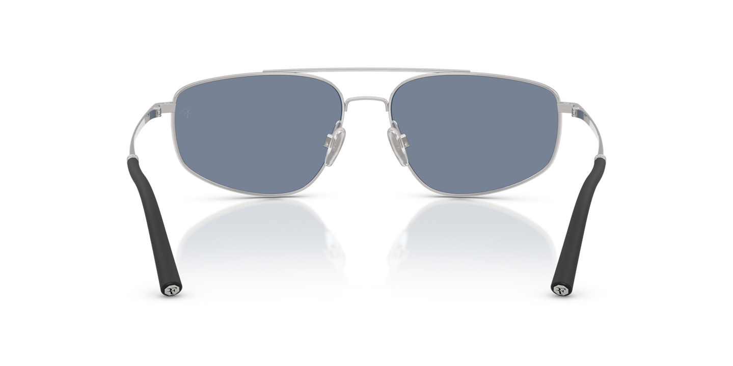 Oliver Peoples R-14 with Brushed Silver frame and Blue lenses - Image Nosepads