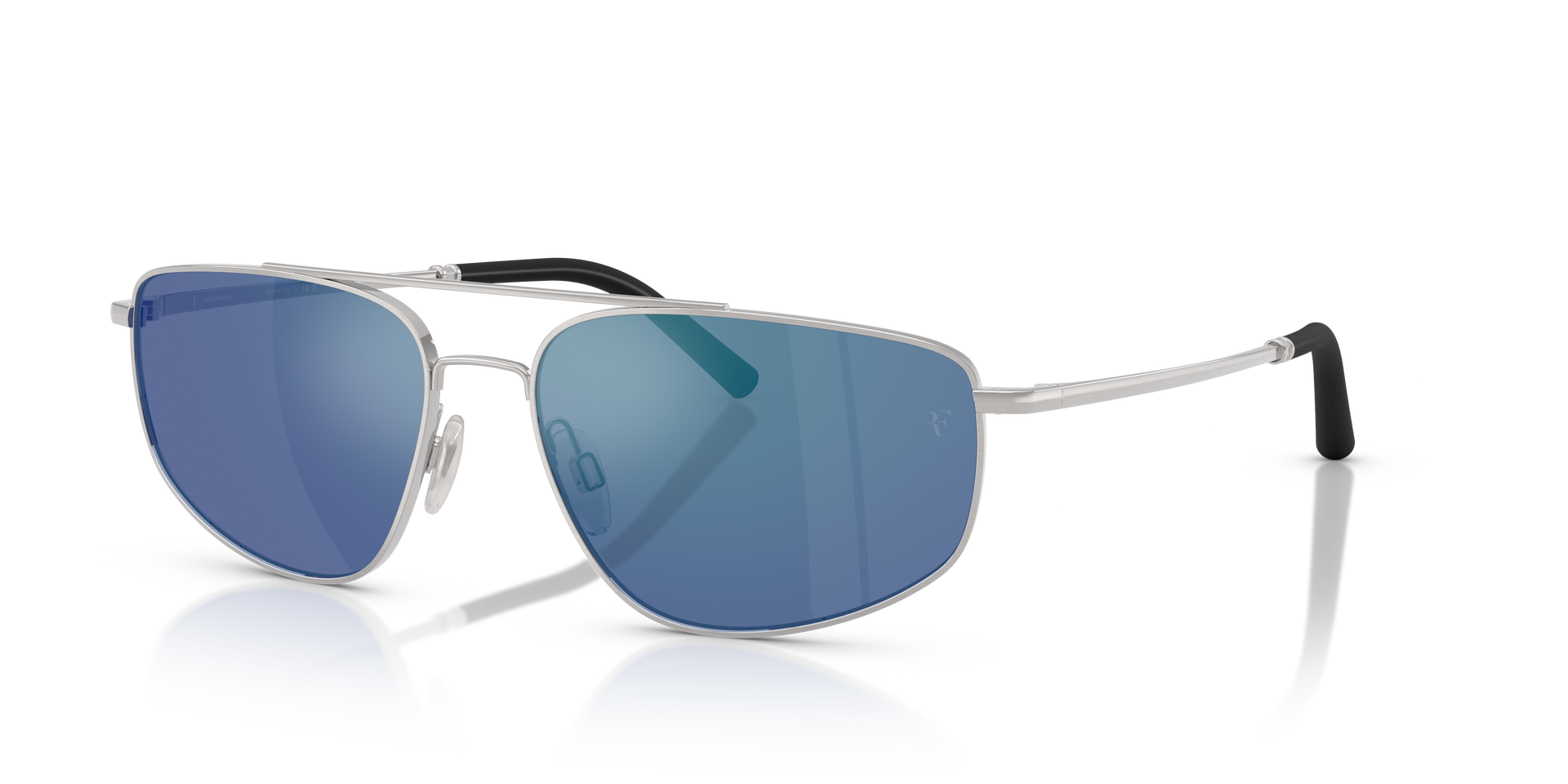 Oliver Peoples R-14 with Brushed Silver frame and Marine Flash