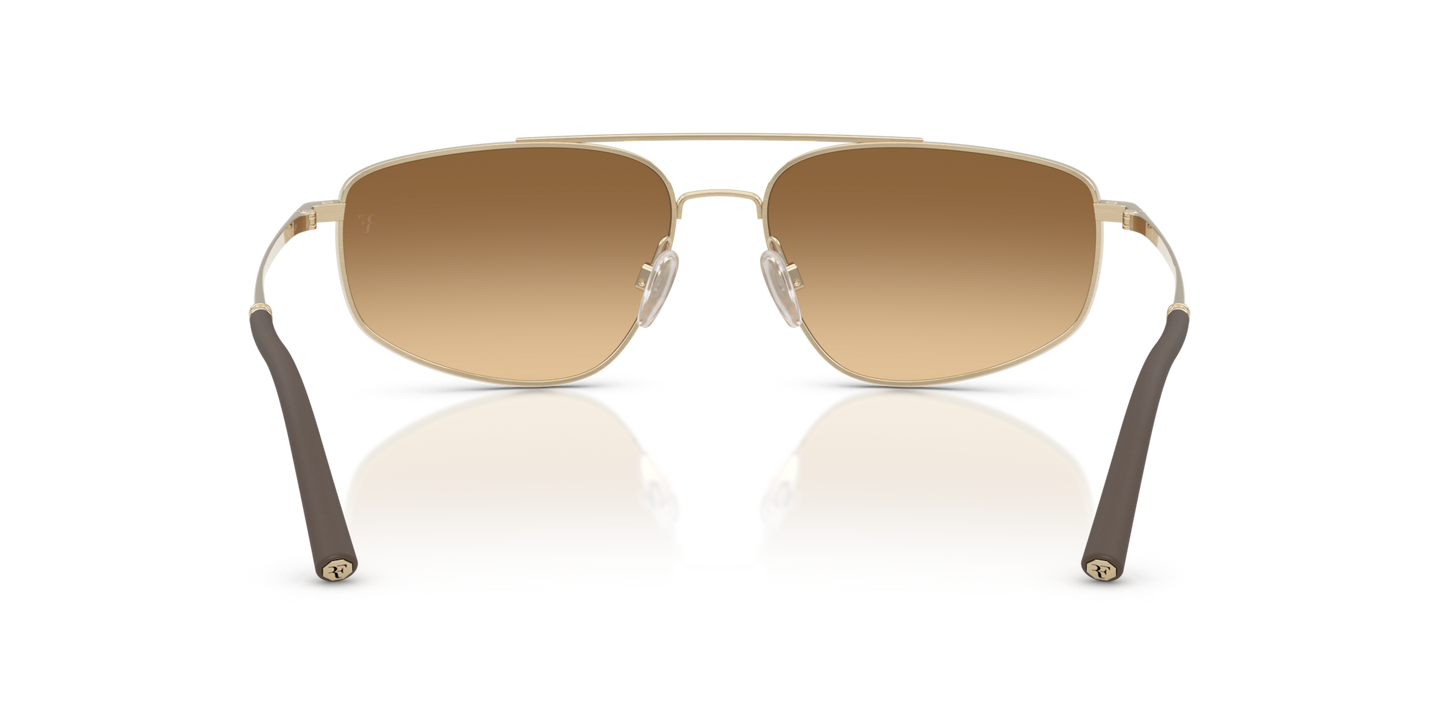 Oliver Peoples R-14 with Brushed Gold frame and Brown lenses - Image Nosepads