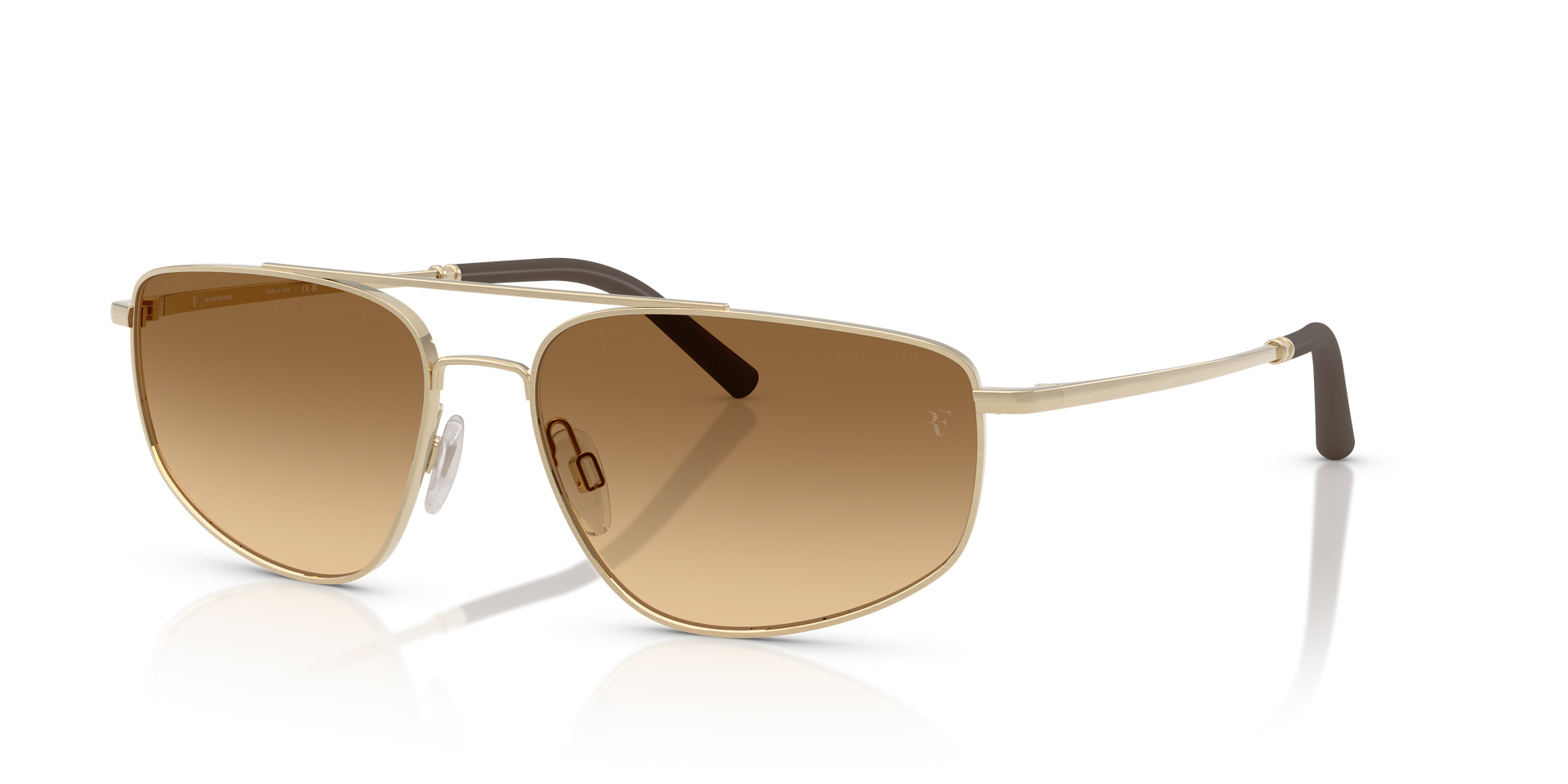 Oliver Peoples R-14 with Brushed Gold frame and Saddle Gradient To