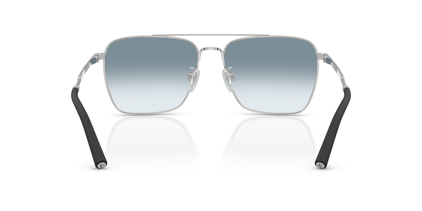 Oliver Peoples R-15 with Brushed Silver frame and Blue lenses - Image Nosepads