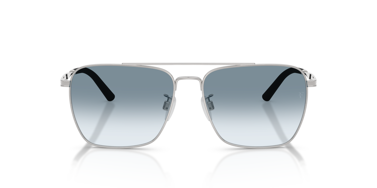 Oliver Peoples R-15 con montura Plata Cepillado y lentes Azul - Imagen Varilla